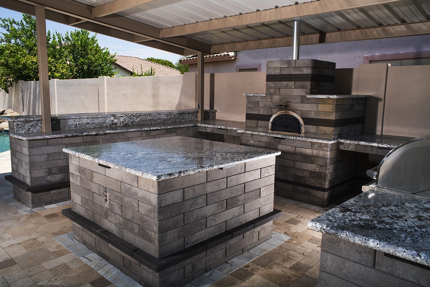 Backyard Pool Deck with Bullnose Coping in Phoenix Valley, AZ, Stone Creations paver project photo 3
