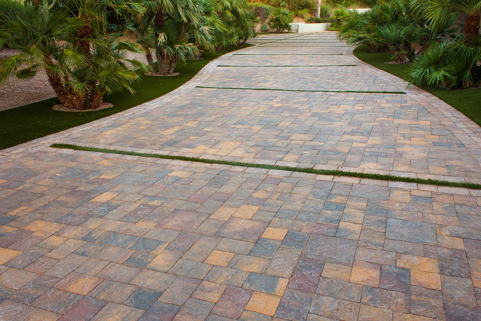 Multi-Color Driveway with Turf Bands
