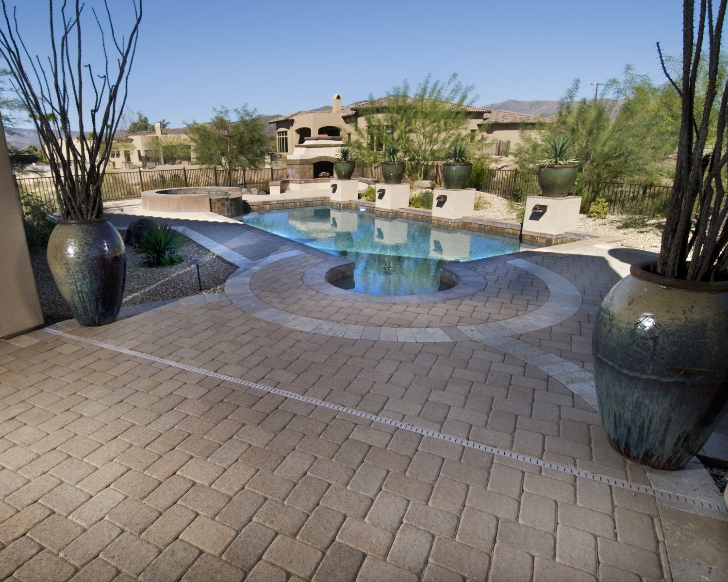Spa Patio with Circular Inlay