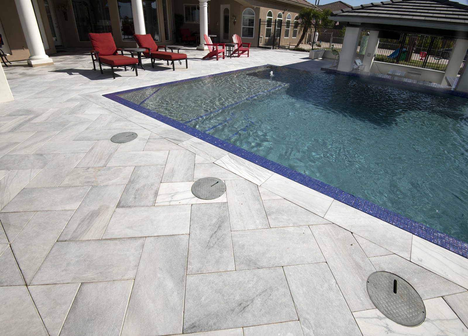 Herringbone Stone Pool Deck in Phoenix Valley, AZ, Stone Creations paver project photo 2