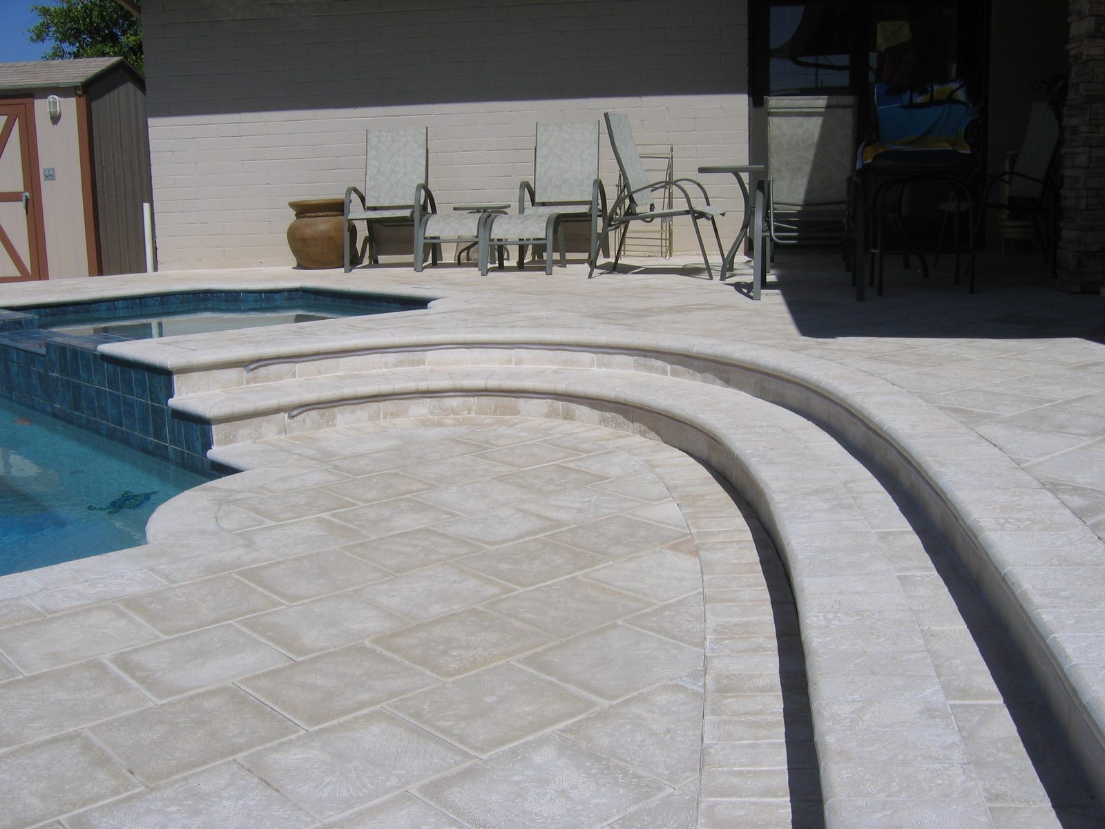 Pool Deck Remodel with Curved Spa Step