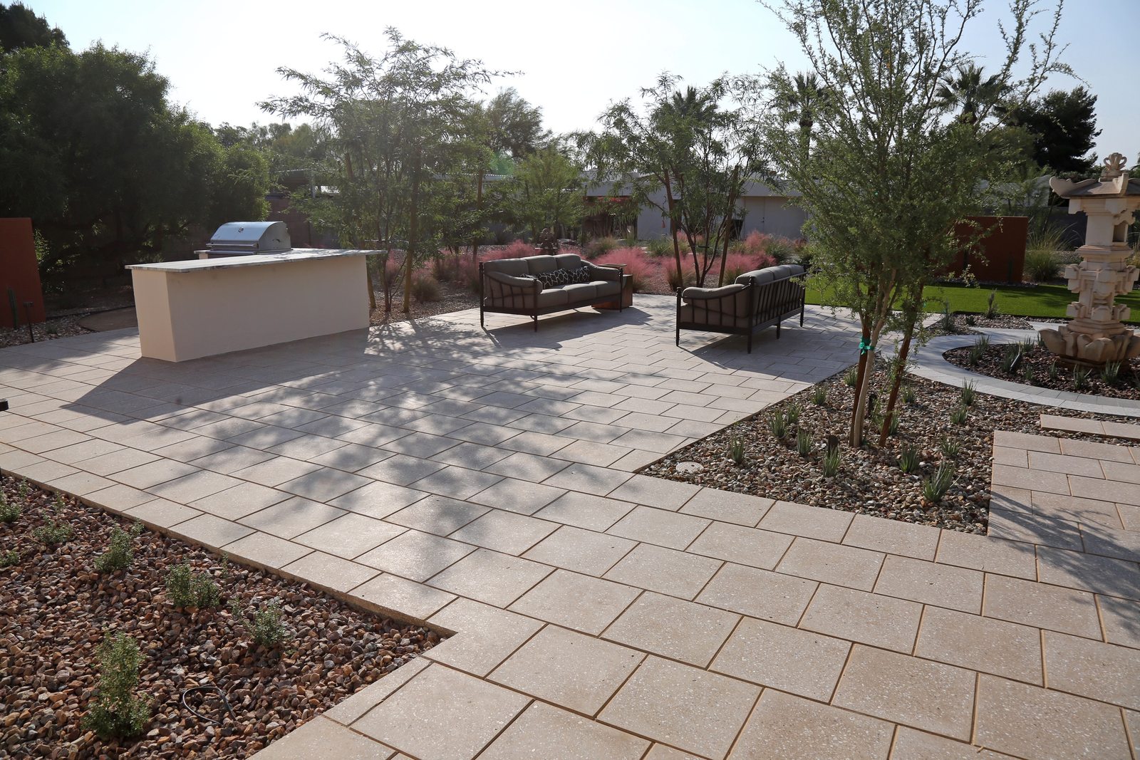 Large-Format Patio with Concentric Ring Inlay in Phoenix Valley, AZ, Stone Creations paver project photo 2